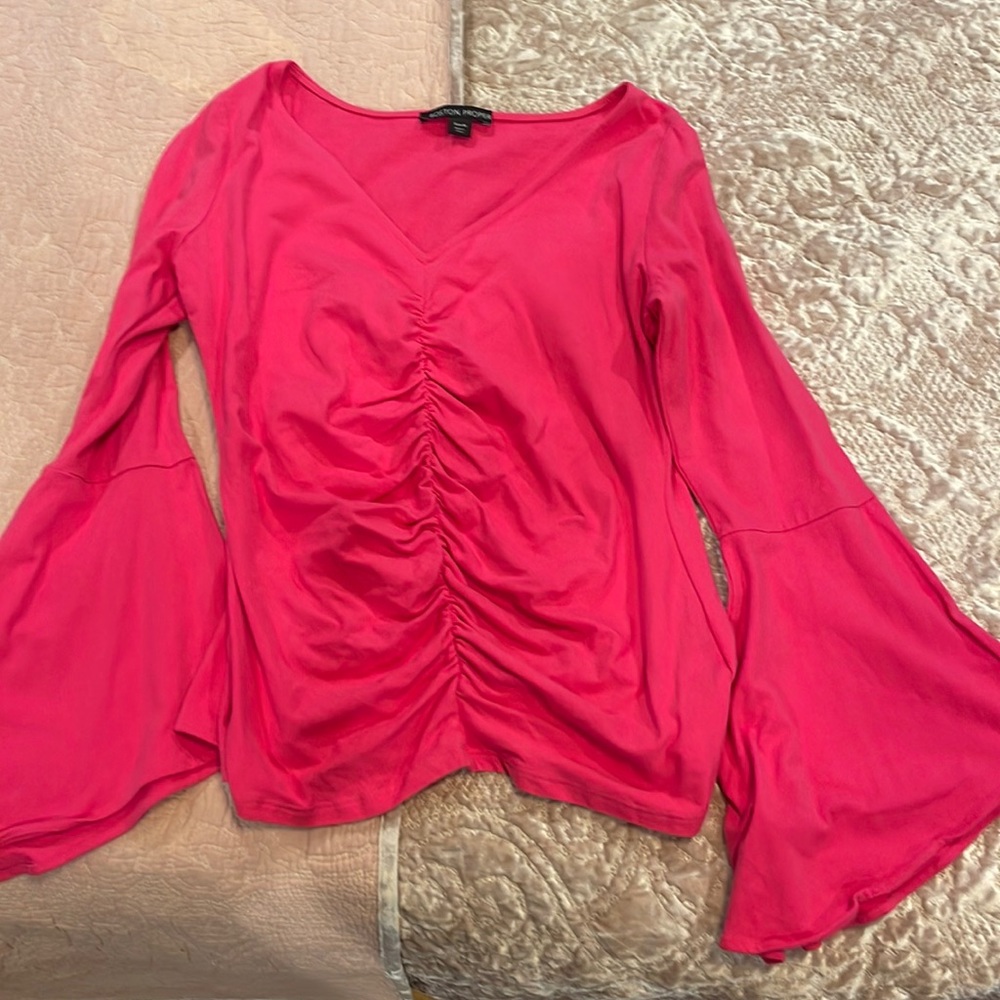 Rushed not pink bell sleeve Boston Proper shirt.